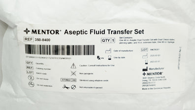 Mentor 350-8400 Aseptic Fluid Transfer Set 48inch x 10inch, 60cc